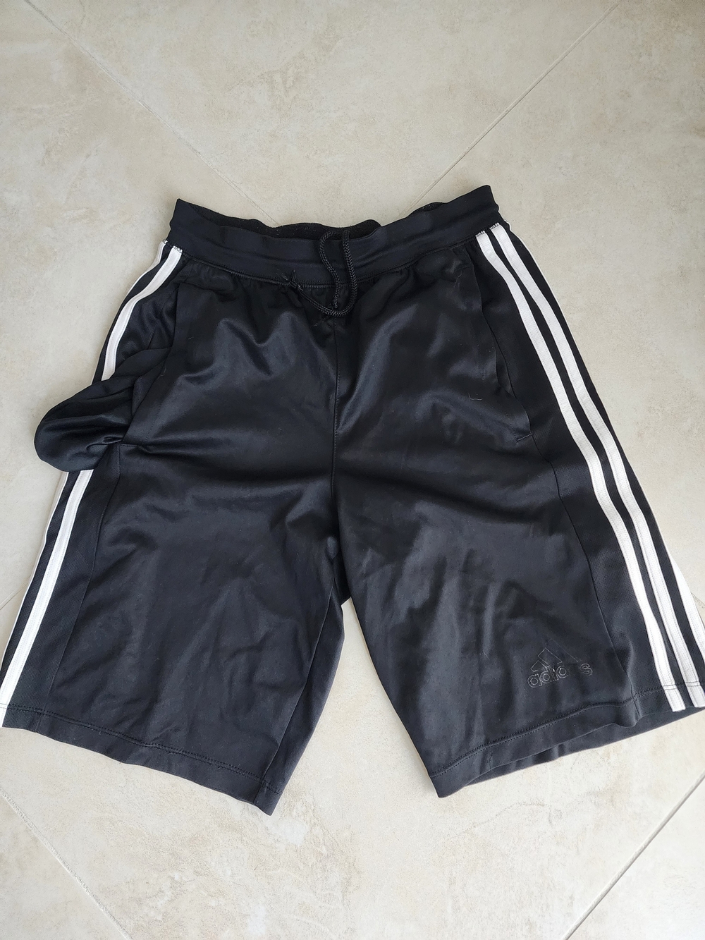 adidas Black Men's Athletic Shorts with White Side Stripes